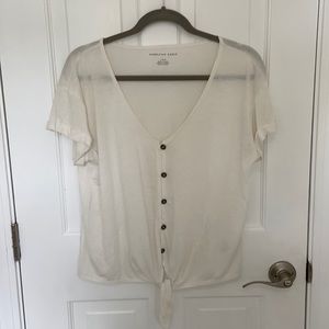 White Button-Down Tee
